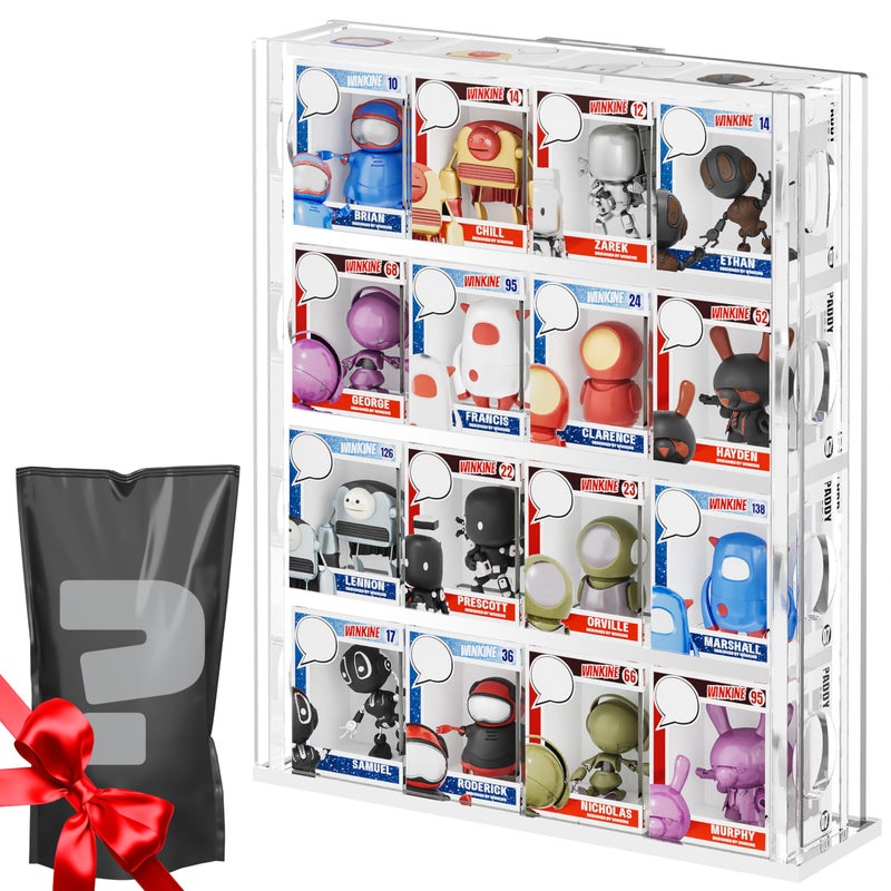 WINKINE Acrylic Display Case Bitty Protector Compatible with Funko Bitty Pop 4Tiered Clear Bittys Display Stand Shelf Figure Stand Hard Case Mini Collection Figurines Shelf Stand Clear
