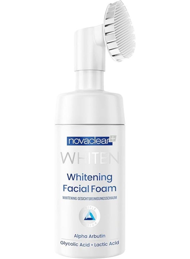 Novaclear Whitening Facial Foam 50ml – Silicon Brush Face Wash with Alpha Arbutin - Image 1
