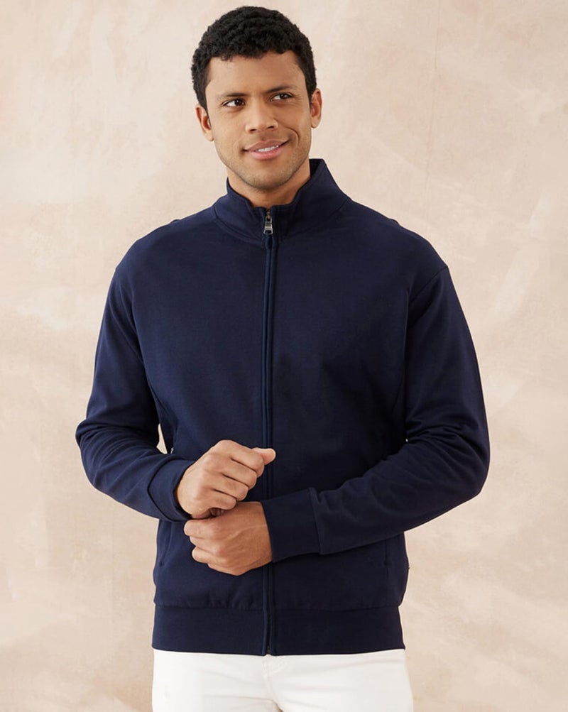 AUSK Solid High Neck Full Sleeve Fleece Jacket For Men(Color-Blue), Standard Length, Medium - Image 2