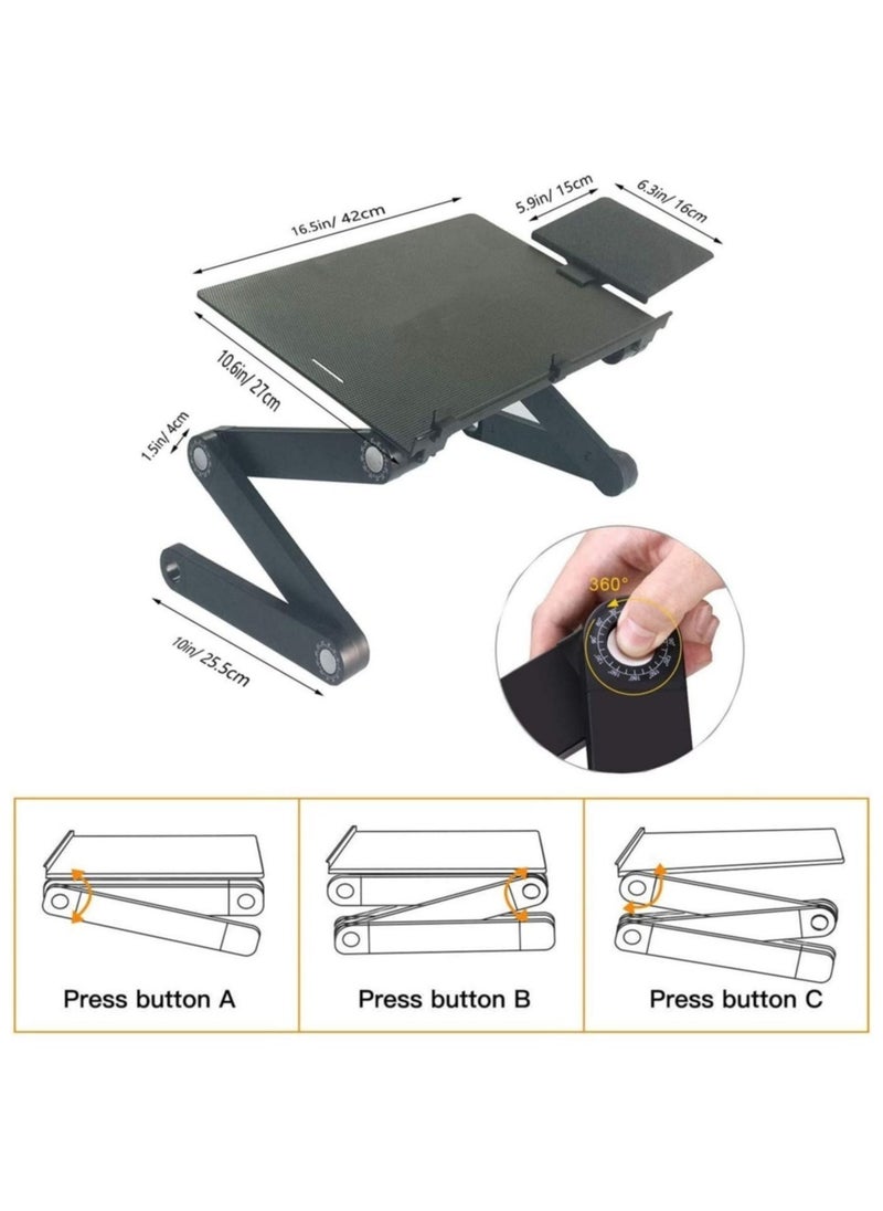 بيوينتي - Laptop Stand Table Foldable Laptop Desk Portable 360 Degree Adjustable Table for Bed Sofa with Mouse Board - Image 1