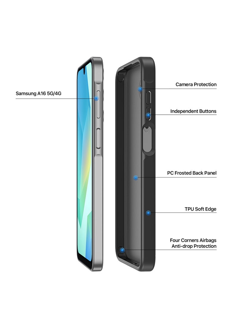 DUX DUCIS DUX DUCIS Yind Series Cover for the Samsung Galaxy A16 5G/4G mobile phone a slim, TPU Hybrid PC  cover made of TPU, polycarbonate silicone - Black  - Image 3