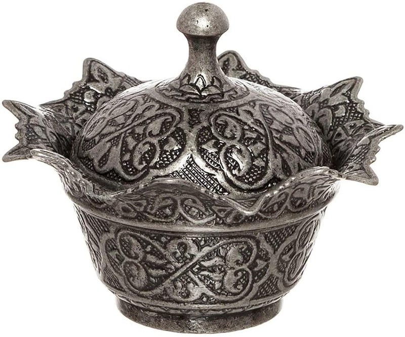 Alisveristime Handmade Brass Sugar Bowl with Lid - Coated Candy Dish for Coffee Bar (Gultas Small Bowl) (Black) - Image 1