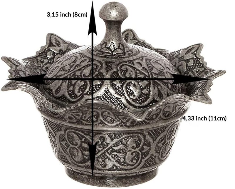 Alisveristime Handmade Brass Sugar Bowl with Lid - Coated Candy Dish for Coffee Bar (Gultas Small Bowl) (Black) - Image 4
