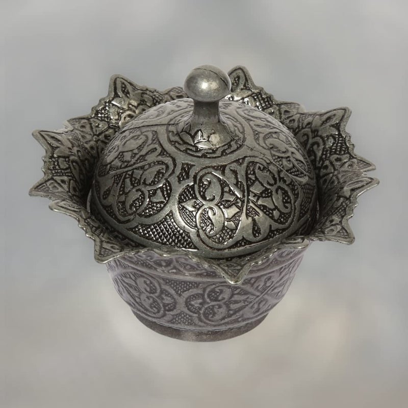 Alisveristime Handmade Brass Sugar Bowl with Lid - Coated Candy Dish for Coffee Bar (Gultas Small Bowl) (Black) - Image 5