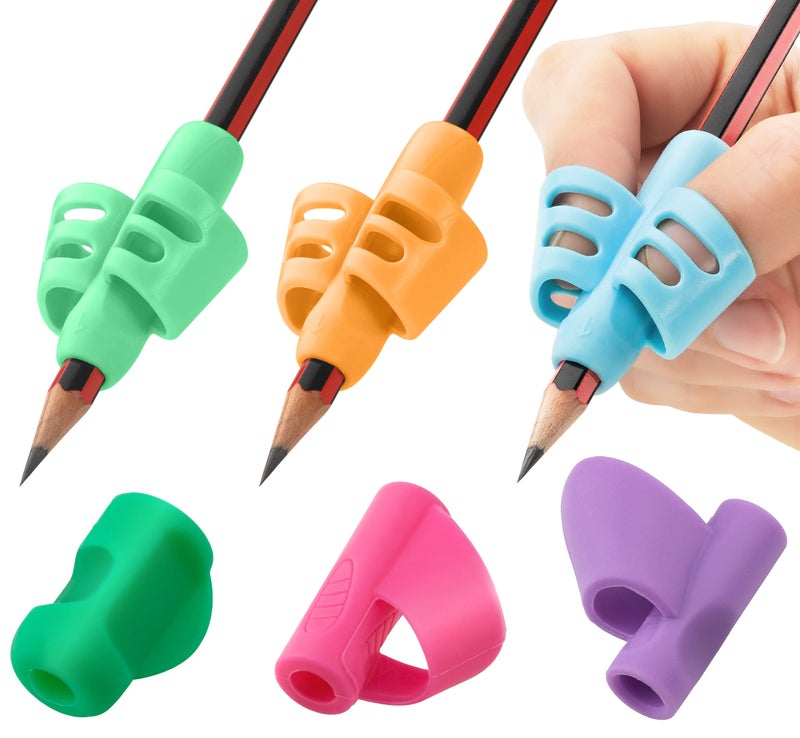 Stylo Pack of 6 Pencil Grips for Kids Handwriting Perfect Pencil Holders for Kids Home Schooling and Preschool Writing Tools for Kids Assorted Pen Grips Christmas Gifts (Pack of 6, Multicolored) - Image 1