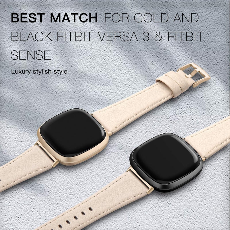 EDIMENS Leather Bands Compatible for Fitbit Versa 3 / Fitbit Versa 4 / Fitbit Sense for Women Men, Genuine Leather Bands Replacement Wristbands Straps Compatible with Versa 3/4 Sense - Image 5