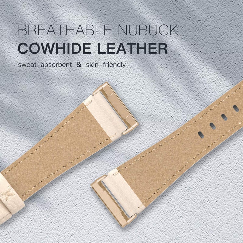 EDIMENS Leather Bands Compatible for Fitbit Versa 3 / Fitbit Versa 4 / Fitbit Sense for Women Men, Genuine Leather Bands Replacement Wristbands Straps Compatible with Versa 3/4 Sense - Image 3