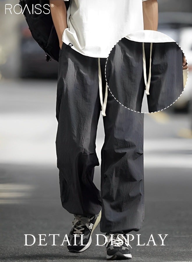 roaiss الرجال عارضة فضفاض المناسب الحرير الجليد التجفيف السريع السراويل الرياضية الكاحل تشديد تصميم مرونة الخصر ملابس العمل السراويل اليومية تنوعا فضفاض عارضة السراويل - Image 2