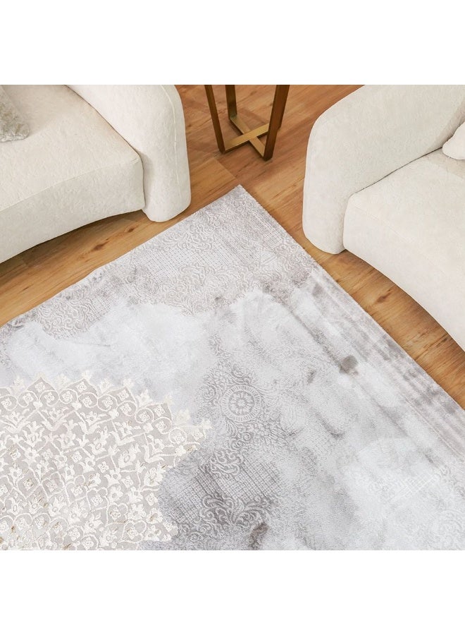 DANUBE HOME Galeria Lux Classic Rug | Washable Modern Classic Style | Polypropylene+Polyester Area Rug Floor Covering | Indoor Carpet For Living Room Dining Bedroom 240x340cm-Beige White-231300472307 - Image 1