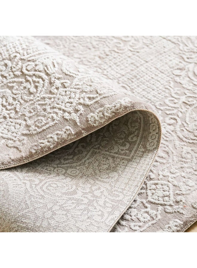 DANUBE HOME Galeria Lux Classic Rug | Washable Modern Classic Style | Polypropylene+Polyester Area Rug Floor Covering | Indoor Carpet For Living Room Dining Bedroom 240x340cm-Beige White-231300472307 - Image 2