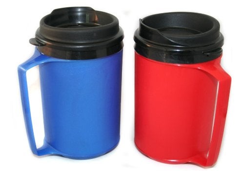 GAMA Electronics 2 ThermoServ Insulated Coffee Mugs 12 oz 1 Blue  1 Red