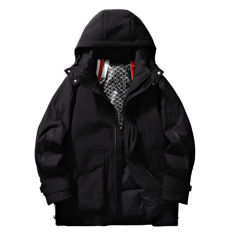 Charge Clothes Down Mens and Womens Jacket Winter White Duck Down Cold-proof Warm Climbing Couple Student Trendy Workwear Ski Suit Black