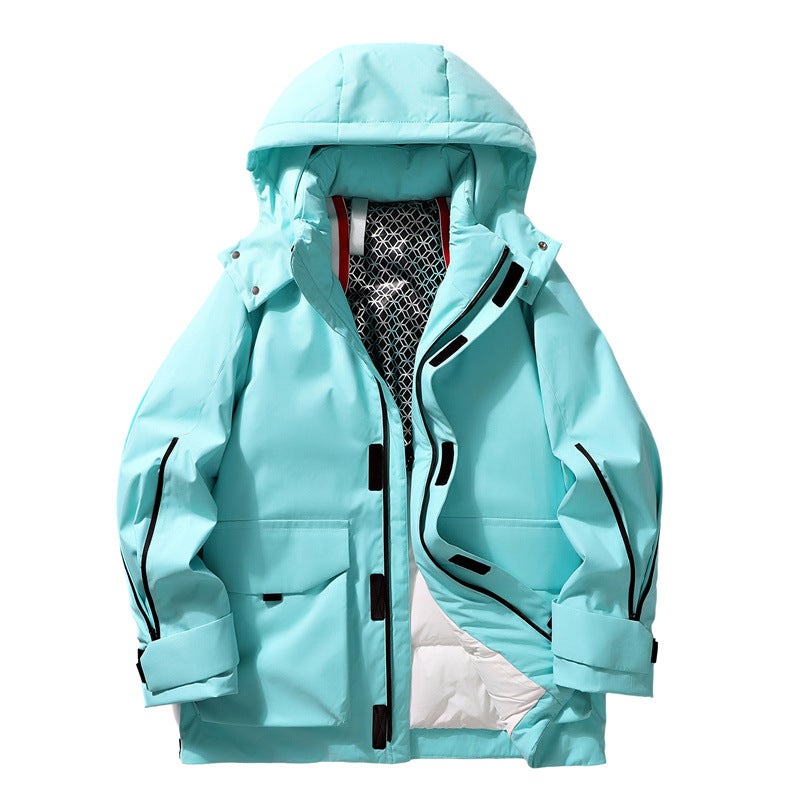 Charge Clothes Down Mens and Womens Jacket Winter White Duck Down Cold-proof Warm Climbing Couple Student Trendy Workwear Ski Suit Black