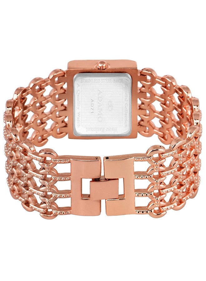 أدامو ساعة أدامو أديل المصنوعة من الفولاذ المقاوم للصدأ والمطلية بالذهب عيار 18 قيراطًا بمينا من الذهب الوردي للنساء والفتيات 862Kkm21 - Image 5