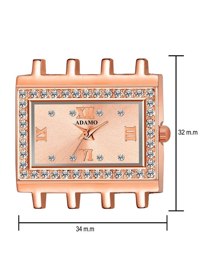 أدامو ساعة أدامو أديل المصنوعة من الفولاذ المقاوم للصدأ والمطلية بالذهب عيار 18 قيراطًا بمينا من الذهب الوردي للنساء والفتيات 862Kkm21 - Image 4