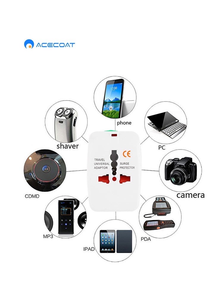 ACECOAT - Global Travel Plug Adapter Power Socket Converter with Protection Door,All-in-One Overseas Universal Wall Charger(Without USB Port),Multi-functional Worldwide Portable Multi-outlet for US UK AUS EU NZ - Image 1