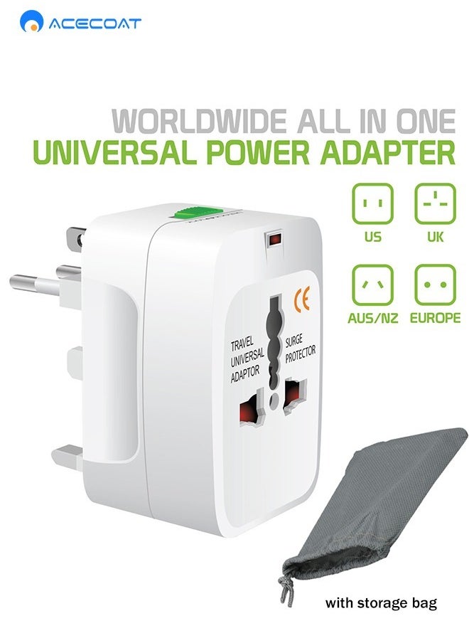 ACECOAT - Global Travel Plug Adapter Power Socket Converter with Protection Door,All-in-One Overseas Universal Wall Charger(Without USB Port),Multi-functional Worldwide Portable Multi-outlet for US UK AUS EU NZ - Image 1