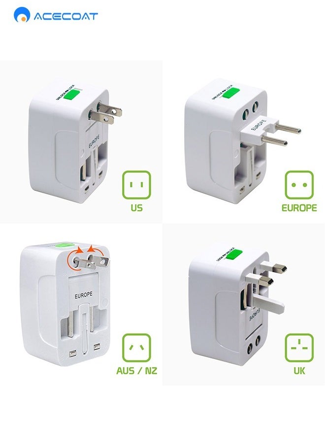 ACECOAT - Global Travel Plug Adapter Power Socket Converter with Protection Door,All-in-One Overseas Universal Wall Charger(Without USB Port),Multi-functional Worldwide Portable Multi-outlet for US UK AUS EU NZ - Image 1