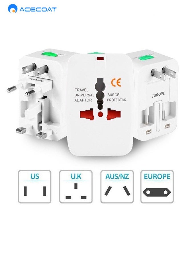 ACECOAT - Global Travel Plug Adapter Power Socket Converter with Protection Door,All-in-One Overseas Universal Wall Charger(Without USB Port),Multi-functional Worldwide Portable Multi-outlet for US UK AUS EU NZ - Image 1