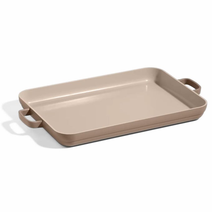 GRIDDLE PAN VERSATILE NONSTICK CERAMIC SHEET PAN STOVETOP GRIDDLE TOXINFREE DUALUSE WITH ERGONOMIC HANDLES 5 QT CAPACITY OVEN SAFE UP TO 450F STEAM