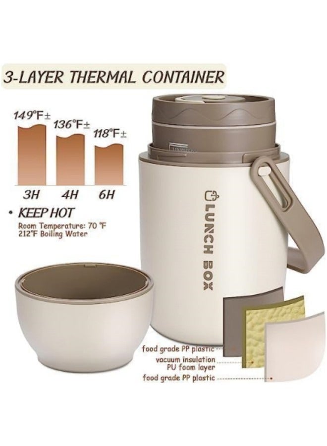 مجموعة صندوق غداء بينتو الحراري للأطفال للمدرسة، حاويات غداء معزولة مع حقيبة، 3 حاوية غداء منفصلة قابلة للتكديس، صندوق غداء بينتو قابل للميكروويف للبالغين والأطفال - Image 4