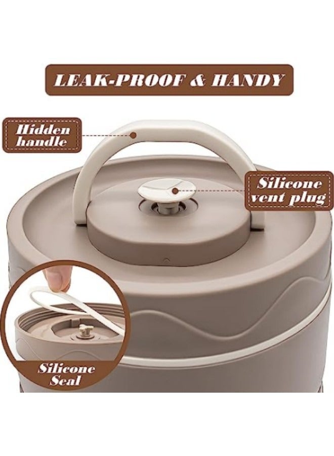 مجموعة صندوق غداء بينتو الحراري للأطفال للمدرسة، حاويات غداء معزولة مع حقيبة، 3 حاوية غداء منفصلة قابلة للتكديس، صندوق غداء بينتو قابل للميكروويف للبالغين والأطفال - Image 2