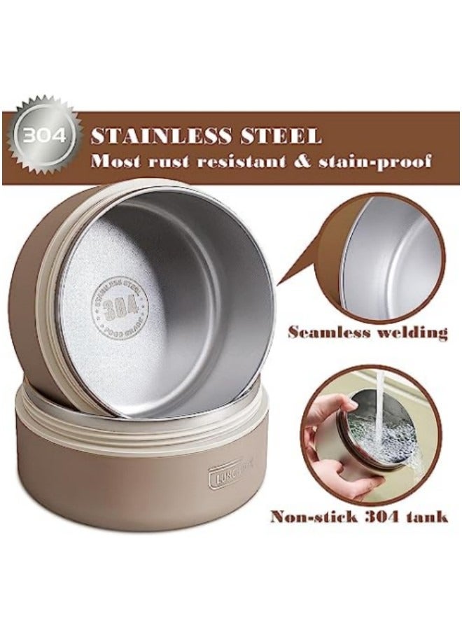 مجموعة صندوق غداء بينتو الحراري للأطفال للمدرسة، حاويات غداء معزولة مع حقيبة، 3 حاوية غداء منفصلة قابلة للتكديس، صندوق غداء بينتو قابل للميكروويف للبالغين والأطفال - Image 3