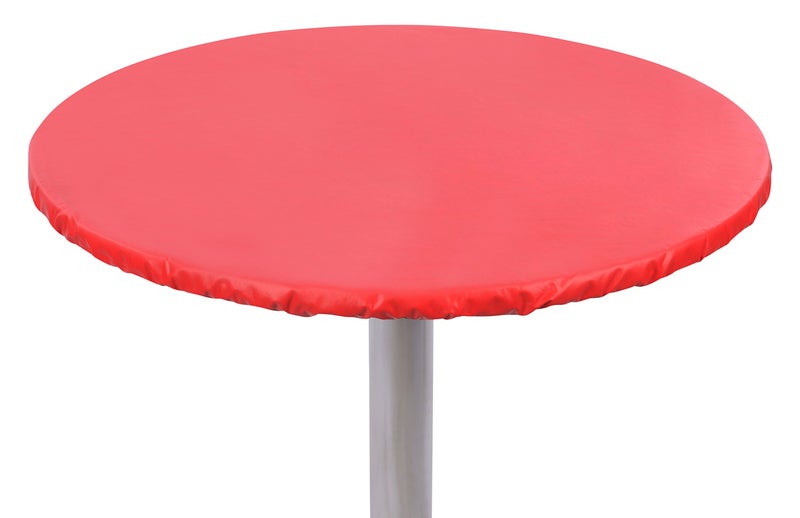 Yourtablecloth Heavy Duty Vinyl Round Fitted Tablecloth Table Cover with Flannel Backing Vibrant Colors Elasticized Tablecloth Great for Indoor and Outdoor Dining and Playing Cards 60 Ruby Red