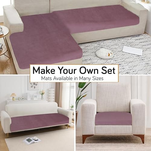 KINGLY Premium Velvet Sofa Cover for L Shape (3+3, 6 Seater) | Full Coverage, Anti-Skid | 175 cm x 66 cm x 2 pc| VelSoft Dusky Rose | Washable Sofa Protector Mat for Home Use - Image 4