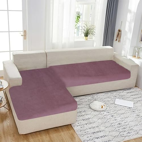 KINGLY Premium Velvet Sofa Cover for L Shape (3+3, 6 Seater) | Full Coverage, Anti-Skid | 175 cm x 66 cm x 2 pc| VelSoft Dusky Rose | Washable Sofa Protector Mat for Home Use - Image 1