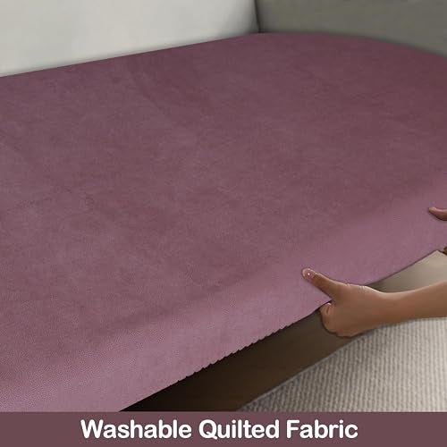KINGLY Premium Velvet Sofa Cover for L Shape (3+3, 6 Seater) | Full Coverage, Anti-Skid | 175 cm x 66 cm x 2 pc| VelSoft Dusky Rose | Washable Sofa Protector Mat for Home Use - Image 3
