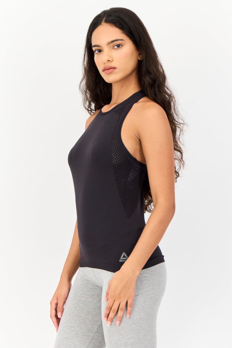 Reebok Women Sportswear Fit Brand Logo Training Top, Black - Image 4