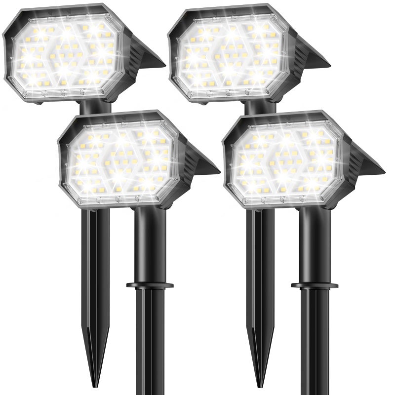 Brightown 4Pack Solar Spot Lights Outdoor with 58 LED 1800mAh IP67 Solar Lights Outdoor Waterproof with 3 Light Modes 2in1 Dual Use Outdoor Solar Lights for Yard Garden and Pathway Cool White - Image 2