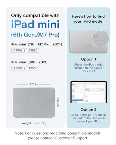 MOFT Dynamic Folio Case for iPad mini 7th A17 Pro 2024 iPad mini 6th A15 2021 83 Inch Slim Magnetic Stand Case with 20 Viewing Angles Auto WakeSleep Ultra Thin Cement x Sapphire - Image 3