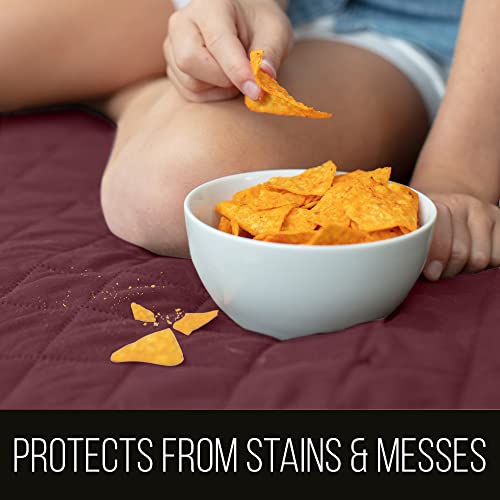 Sofa Shield Recliner Slip Cover with Patented Strap, Cushion Protector, US Designed Reversible Stain and Dog Tear Resistant Slipcover, 28 inch Seat, Washable Covers for Dogs Pets, Burgundy Tan - Image 2