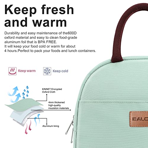 BALORAY Lunch Bag for Women Men Insulated Lunch Box for Adult Reusable Lunch Tote Bag for Work, Picnic or Travel (Mint Green) - Image 3