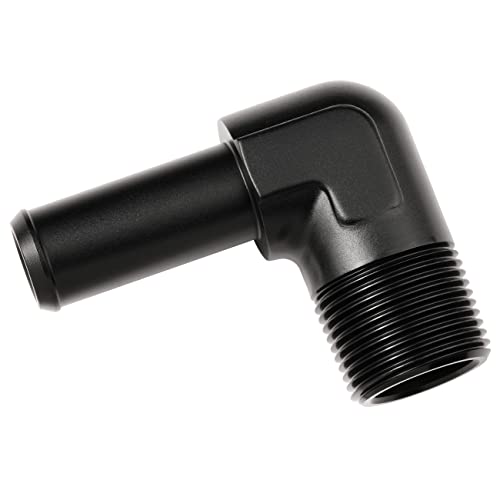 Podavelle 34 NPT Male to 34 Hose Barb Fitting Adapter 90 Degree Elbow Aluminum Black - Image 1