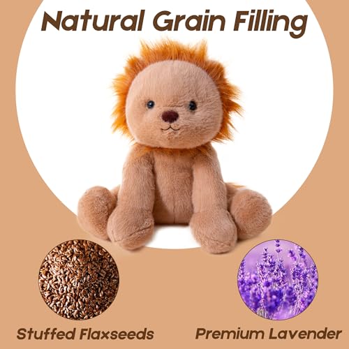 Gudisi Microwavable Weighted Lion Stuffed Animals for Warmth Comfort Heatable Lavender Scented Cute Soft Plushie Toy Gift for Boys GirlsKids Adults - Image 5