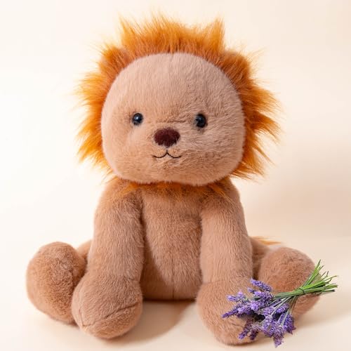 Gudisi Microwavable Weighted Lion Stuffed Animals for Warmth Comfort Heatable Lavender Scented Cute Soft Plushie Toy Gift for Boys GirlsKids Adults - Image 1