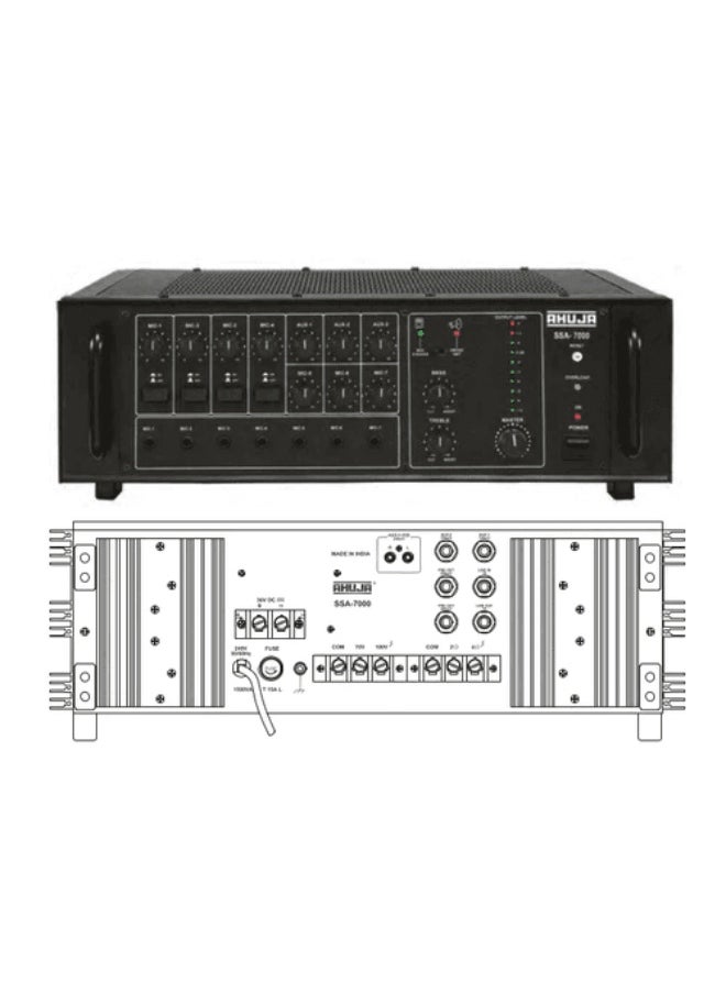 PA Amplifier 700W RMS with 7 Microphone 3 Aux Input and Impedance or voltage Output