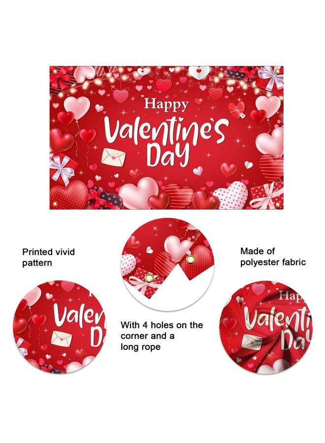 Mocsicka Happy Valentine's Day Banner Backdrop 70.8 x 43.3 Inch Valentines Day Red Gifts Boxes Banner Background Decorations Romantic Love Banner Valentines Day Party Decorations - Image 5