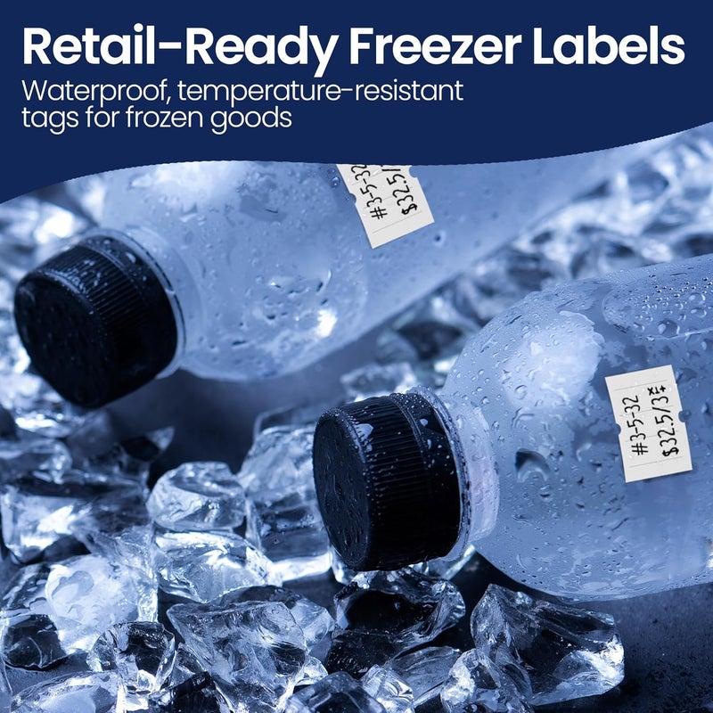 Perco 2 Line Freezer Adhesive Labels - 32 Rolls, 4 Sleeves, 24,000 Blank Price and Date Gun Labels for 2 Line Price and Date Guns - Made in USA - Image 5