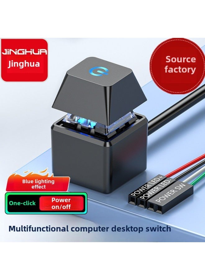Jinghua Desktop Computer Desktop Mobile Switch Disposal Extension Line Internet Cafe Computer Start Small Button Factory-Color:N935 Mechanical Button Desktop Switch Black (1.8M Line)