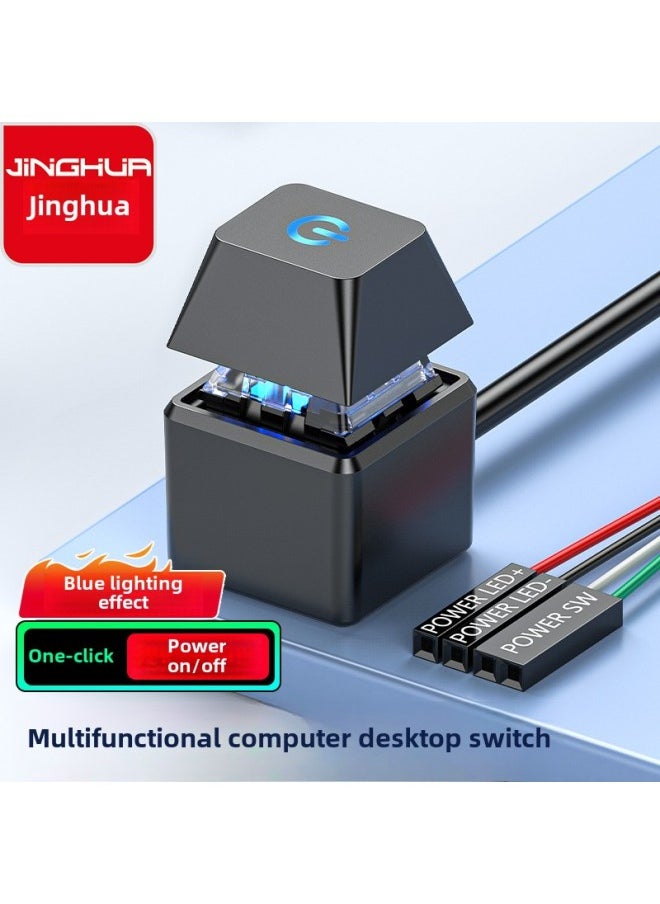 Jinghua Desktop Computer Desktop Mobile Switch Disposal Extension Line Internet Cafe Computer Start Small Button Factory-Color:N935 Mechanical Button Desktop Switch Black (1.8M Line)