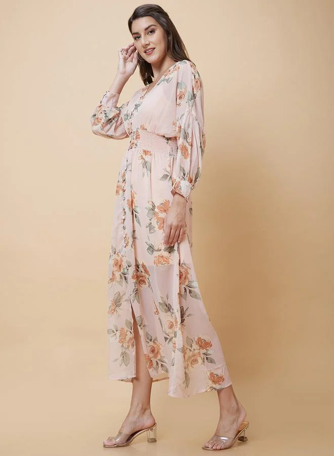 globus Floral Smocked Midi Dress