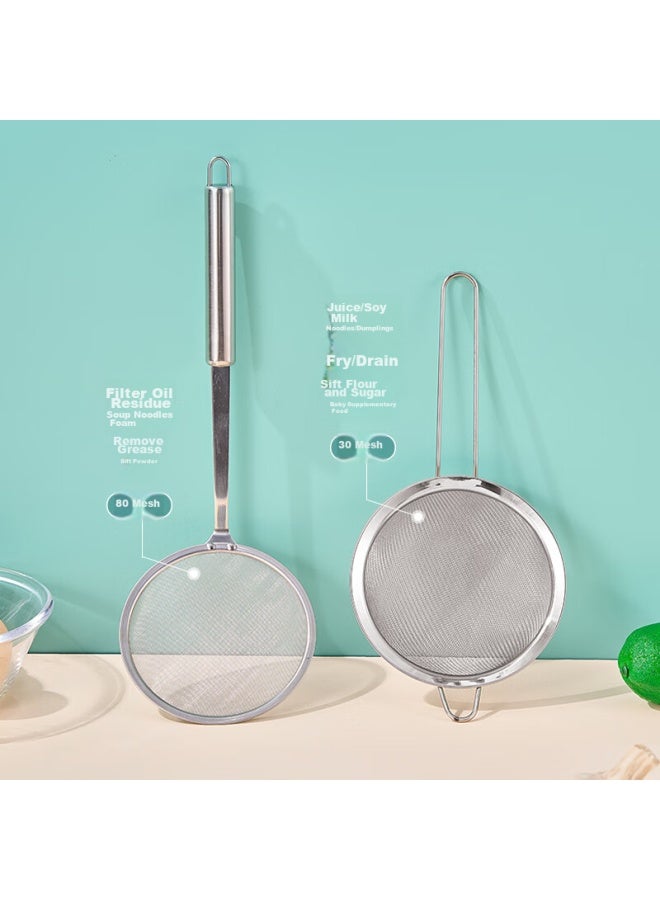 Jekero Jiekainuo 304 Stainless Steel Strainer Skimmer, Soy Milk Filter Ladle, Frying Basket, Froth Remover, Flour Sieve, Two Pieces - Image 3