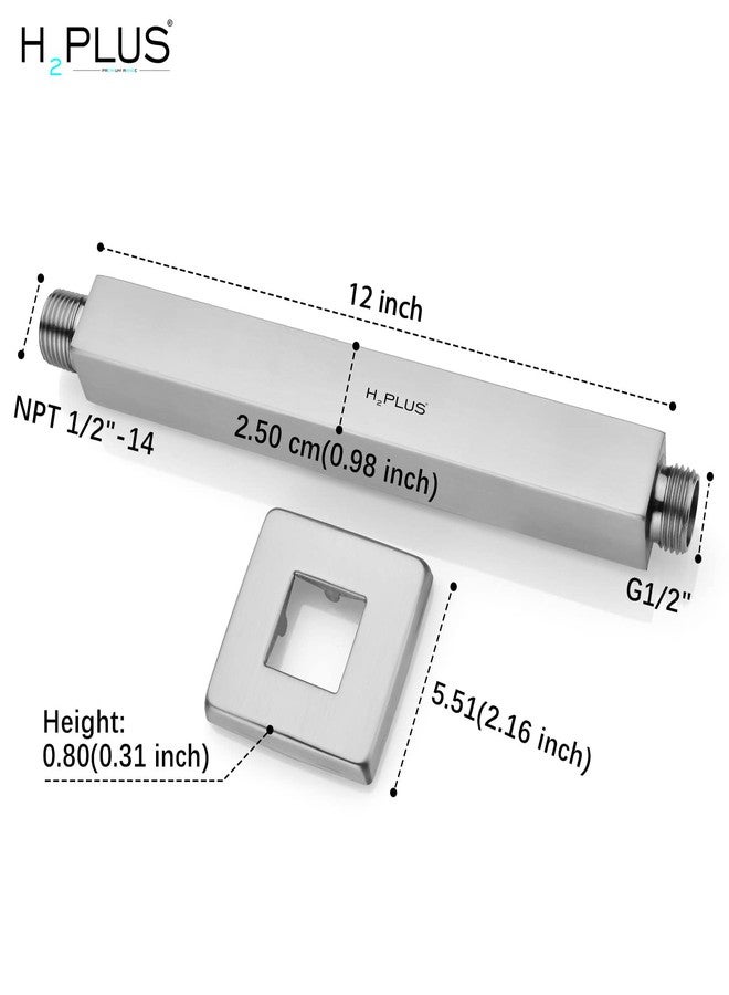 H2 PLUS H2plus® Chrome Plated Stainless Steel Shower arm with Wall Flange. (CEILING ARM, 12 INCH) - Image 2