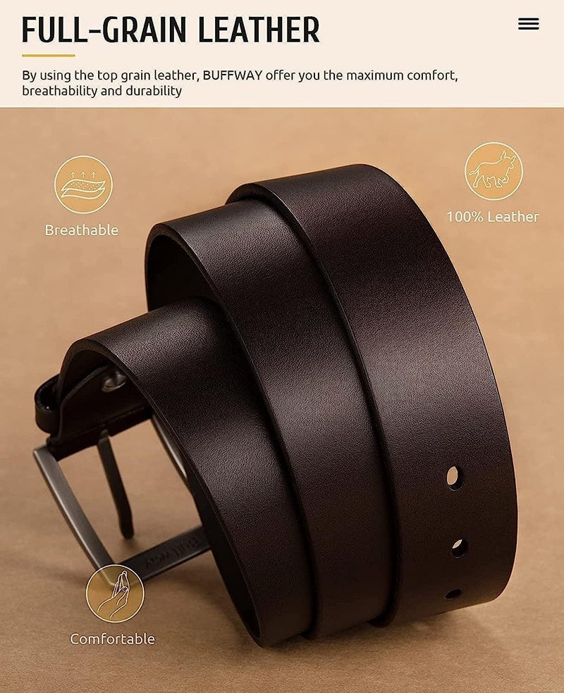 CREATURE Formal/Casual Black Color Genuine Leather Belts For Men (Length- 46 inches||40MM||BL-042-BLK) - Image 3