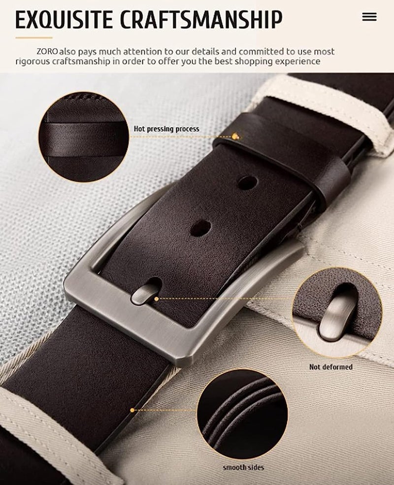 CREATURE Formal/Casual Black Color Genuine Leather Belts For Men (Length- 46 inches||40MM||BL-042-BLK) - Image 4