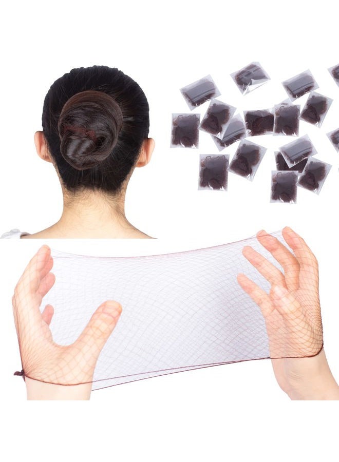 WeKen Dark Brown Hair Net 100Pcs,WeKen Individual Package 20 Inches Invisible Elastic Edge Mesh Bun Hair Nets for Food Service, Ballet Bun, Sleeping, Women and Wig - Image 1